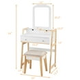 thumbnail image 3 of Topbuy Vanity Mirror Beauty Dressing Table Set w/ Cushioned Seat Modern White, 3 of 8