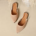 thumbnail image 4 of Khaki Women Casual One Strap Backless Pointed Toe Flat Shoes Low Cut Comfortable Slip On Cloth, 4 of 9