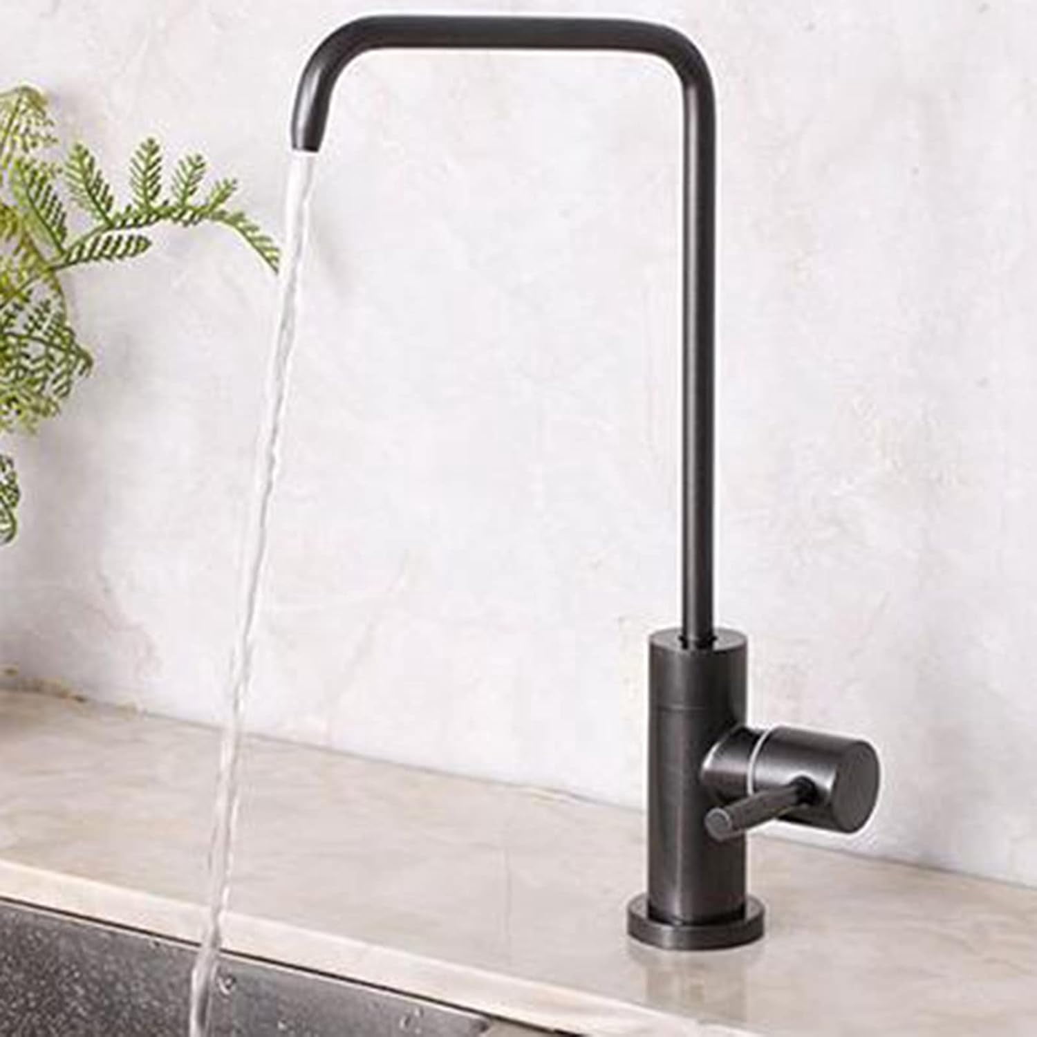 Kitchen Faucet Water Filter Stainless Steel Swivel Cold Water Single Single Hole Kitchen Sink Faucets Gray-B