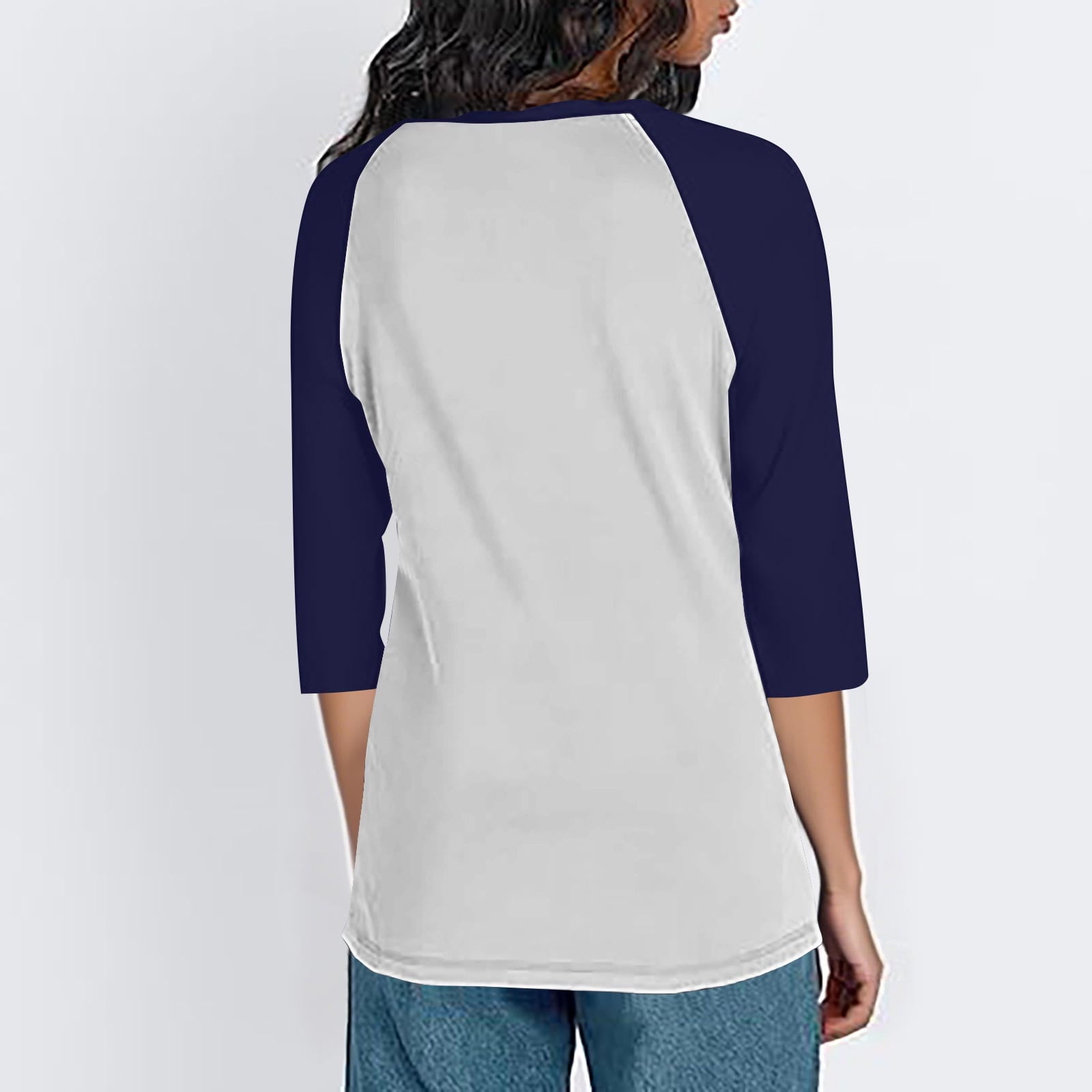 Womens Baseball Tee 3/4 Sleeve Fashion Crewneck Tops Color Block Blouse Casual Raglan Shirt