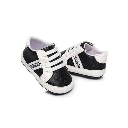 

SIMANLAN Unisex Baby Crib Shoe Rubber Sole Sneakers Cartoon First Walking Shoes Toddler Boys & Girls Comfort Casual Sneaker Newborn Prewalker Flats Black 4C