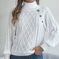thumbnail image 3 of Sweaters for Women 2025 Fall Winter Long Lattern Sleeve Turtleneck Knitted Sweater Jumper Top Womens Pullover Sweaters, 3 of 8