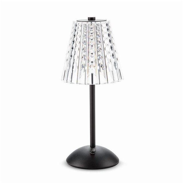 Abbott Trilite Lampe de Table à DEL à Abat-Jour en Cristal – Lumière Sans Fil Rechargeable de 12 Pouces en Noir, Métal et Acrylique – Accent Décoratif Moderne pour Chambre Ou Salon
