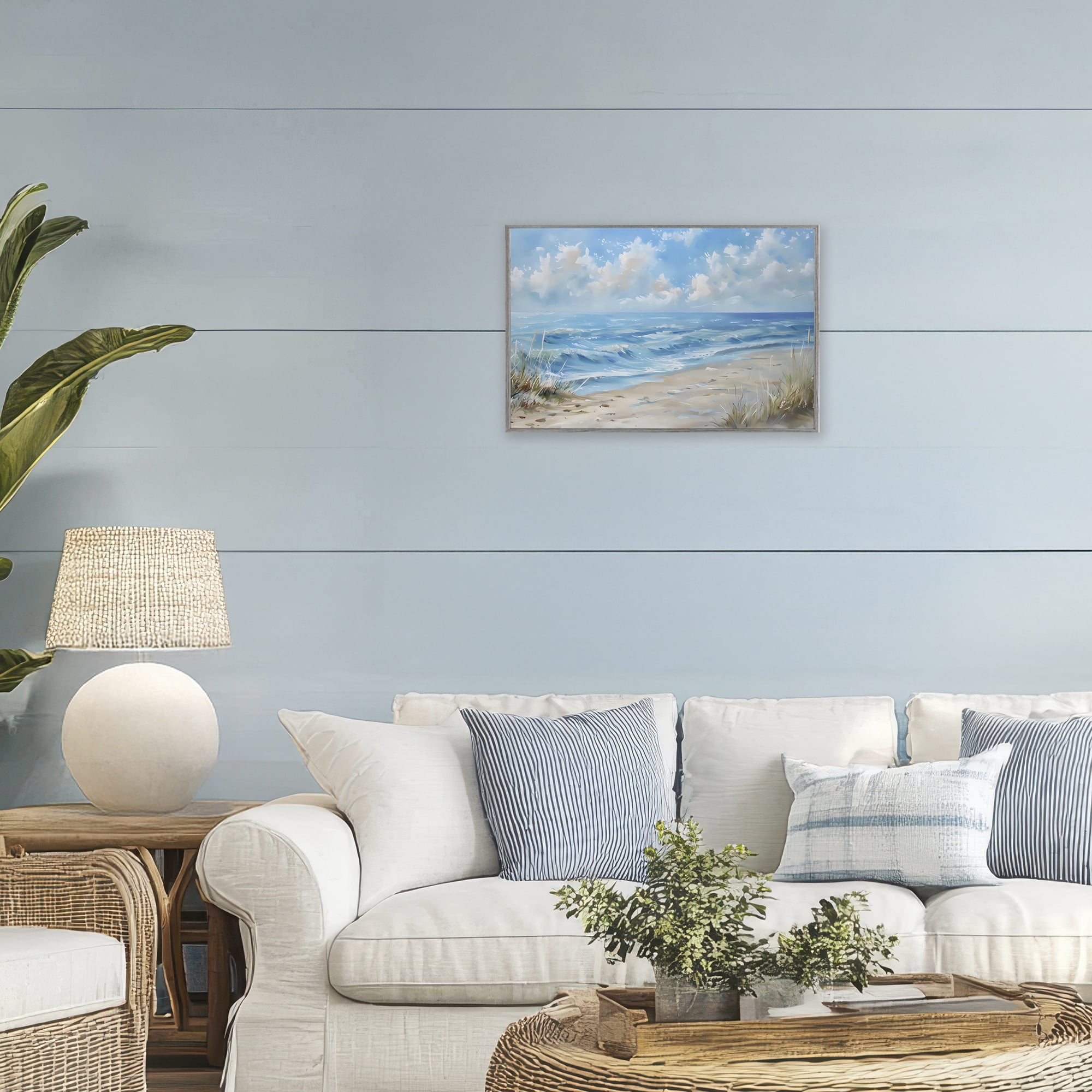 Stupell Industries Coastal Tranquility Horizon Gray Framed Giclee Art, design by Creative Studio