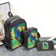 thumbnail image 1 of 3pcs Backpack Crossbody Bag And Pen Bag Set, 13.8inch 35cm Boys Girls Kids Backpack Lunch Bag Pencil Case Set, Travel Camping Backpack, Casual Cartoon Backpack With Padded Back And Adjustable Strap, F, 1 of 5