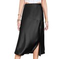 thumbnail image 1 of Falda casual Falda drapeada de satén brillante Faldas largas suaves para mujer (Negro S) FLhrweasw Para estrenar, 1 of 8