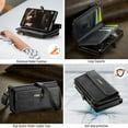 thumbnail image 6 of ELEHOLD Multi-Functional Wallet Case For Samsung Galaxy S25, PU Leather Shockproof Card Slots Zipper Pocket Card Holder Phone Case with Detachable Shoulder Strap,Black, 6 of 10
