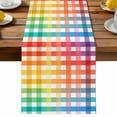 thumbnail image 2 of Autumn Colorful Gradient Buffalo Plaid Table Runner 13x60in Non-Slip Cotton Linen Table Runners, Rainbow Style Dresser Scarves TableRunner for Dinner Kitchen Dining Wedding Party, 2 of 9