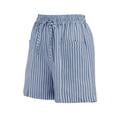 thumbnail image 4 of Only Moment Boho Summer Shorts Cotton and linen Casual Elastic High Waisted Wide Leg Cute Dressy Beach Shorts 2026 Vacation Beach Clothes Dark Blue,2XL, 4 of 8