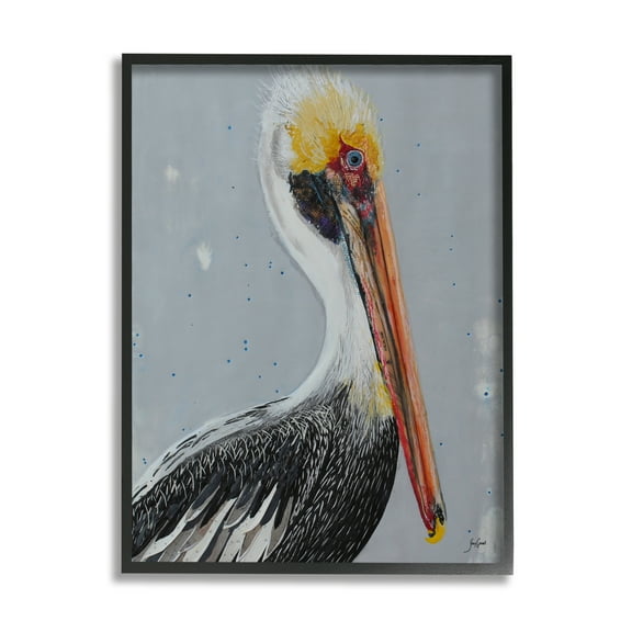 Stupell Industries Nautical Pelican Portrait Animals & Insects Painting Black Framed Art Print Wall Art, 11 x 14