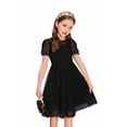 thumbnail image 4 of Arshiner Girls Dress Contrast Mesh Fluffy Ruffle Sleeve Crew Neck Special Summer Church Classic Dress, 4 of 4