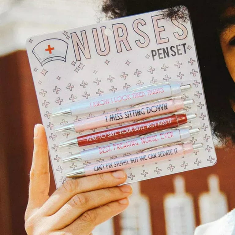 5PCS Funny Nurses Pens Set Lightweight Durable Practical Pen for