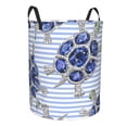 thumbnail image 2 of Haiem Turtle With Blue Stones Leather Dirty Clothes Laundry Basket,Sturdy & Waterproof,Collapsible Round Design For Efficient Space Management,Multi-Purpose Storage Basket, 2 of 8