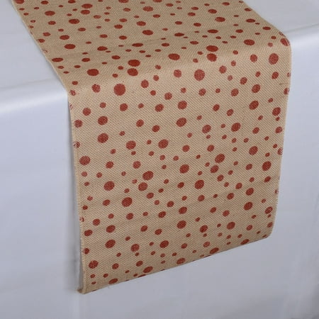 Red Dots - Burlap Table Runner ( 14 inch x 108 inches )