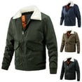 thumbnail image 2 of guisaled Mens Winter Jacket Warm Thicken Sherpa Lined Bomber Jacket Lapel Collar Trucker Military Coat wiht Multi Pockets Flash Deals, 2 of 3