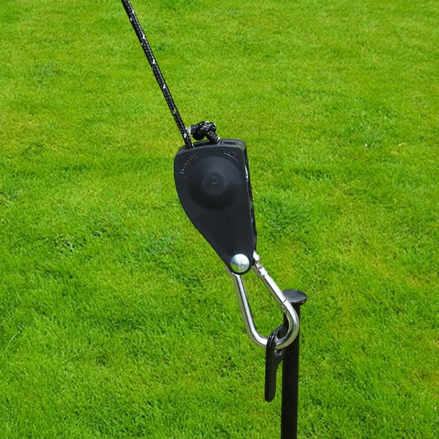 Trinquete tensor de cuerda de con ganchos de mosquetón, sistema de polea de trinquete de ajuste rápido de 1/4 ", colgador de cuerda para dosel Negro DYNWAVEMX polea de trinquete
