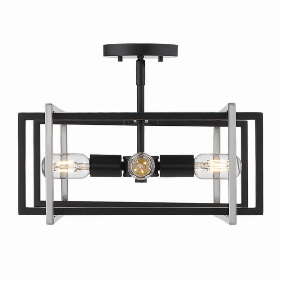 Golden Lighting Tribeca 4-Light Semi-flush in Matte Black with Pewter Accents