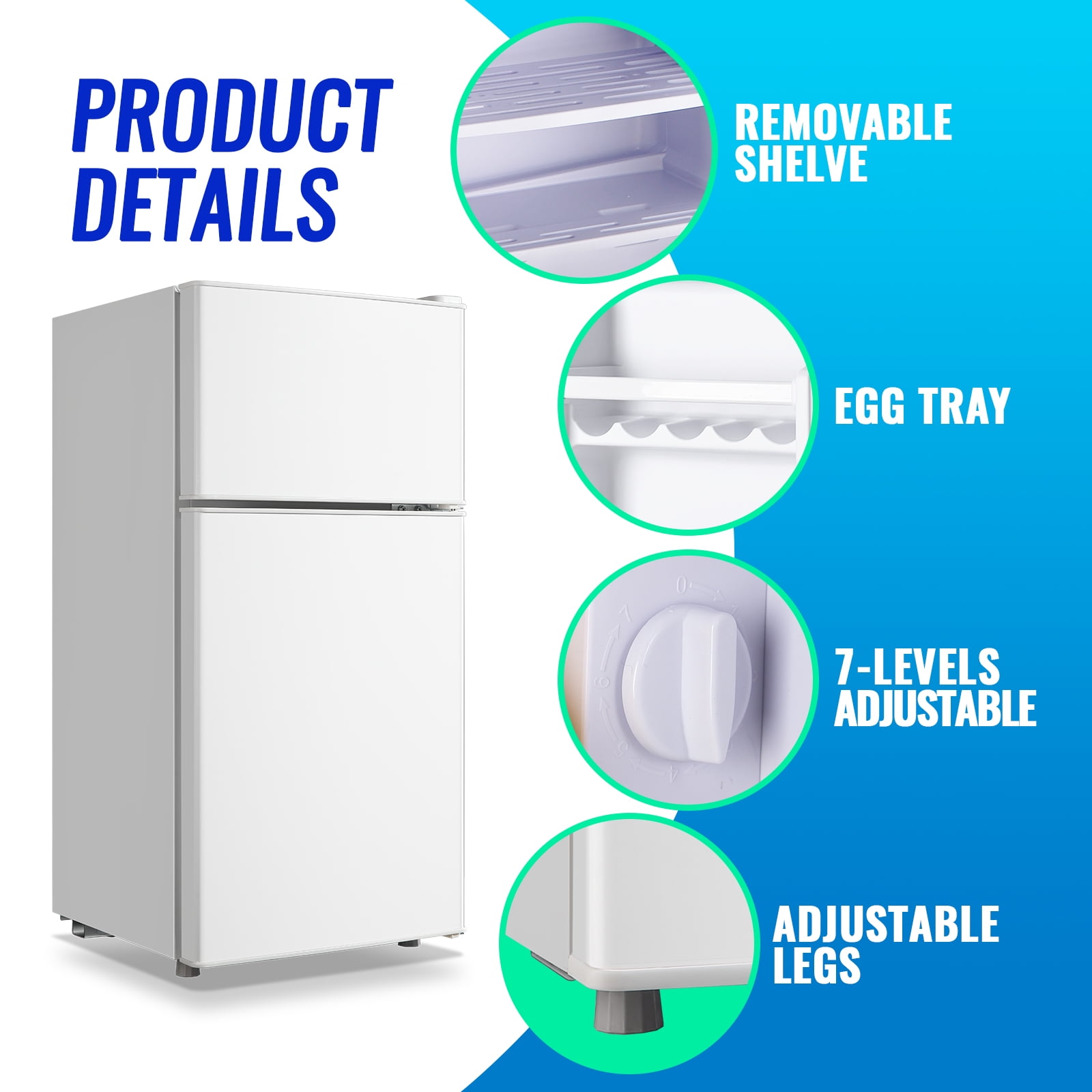 Tacool 2.4 Cu.ft Mini Fridge with Freezer, Apartment Size Refrigerator, White, New