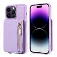 thumbnail image 5 of Nalacover RFID Blocking Wallet Case for iPhone 14 Pro Max, Shockproof PU Leather Magnetic Button Zipper Purse Card Slots & Kickstand Crossbody Phone Case with Shoulder & Wrist Strap,Purple, 5 of 12