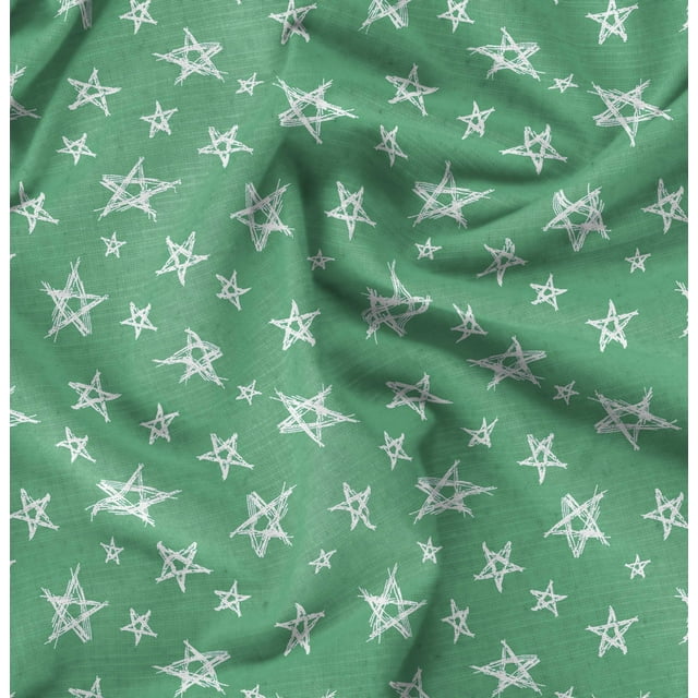 Soimoi Green Cotton Poplin Fabric Stars Star Decor Fabric Printed Yard 42 Inch Wide