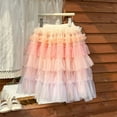 thumbnail image 5 of FINALGANG Girls Carnival Skirt Kids Pastel Gradient Tutu Skirt Multi Layer Tulle Ruffled Tiered Elastic Waist Flared Skirt For Daily Wear Party Carnival Holiday Occasions Stylish Bottoms, 5 of 7
