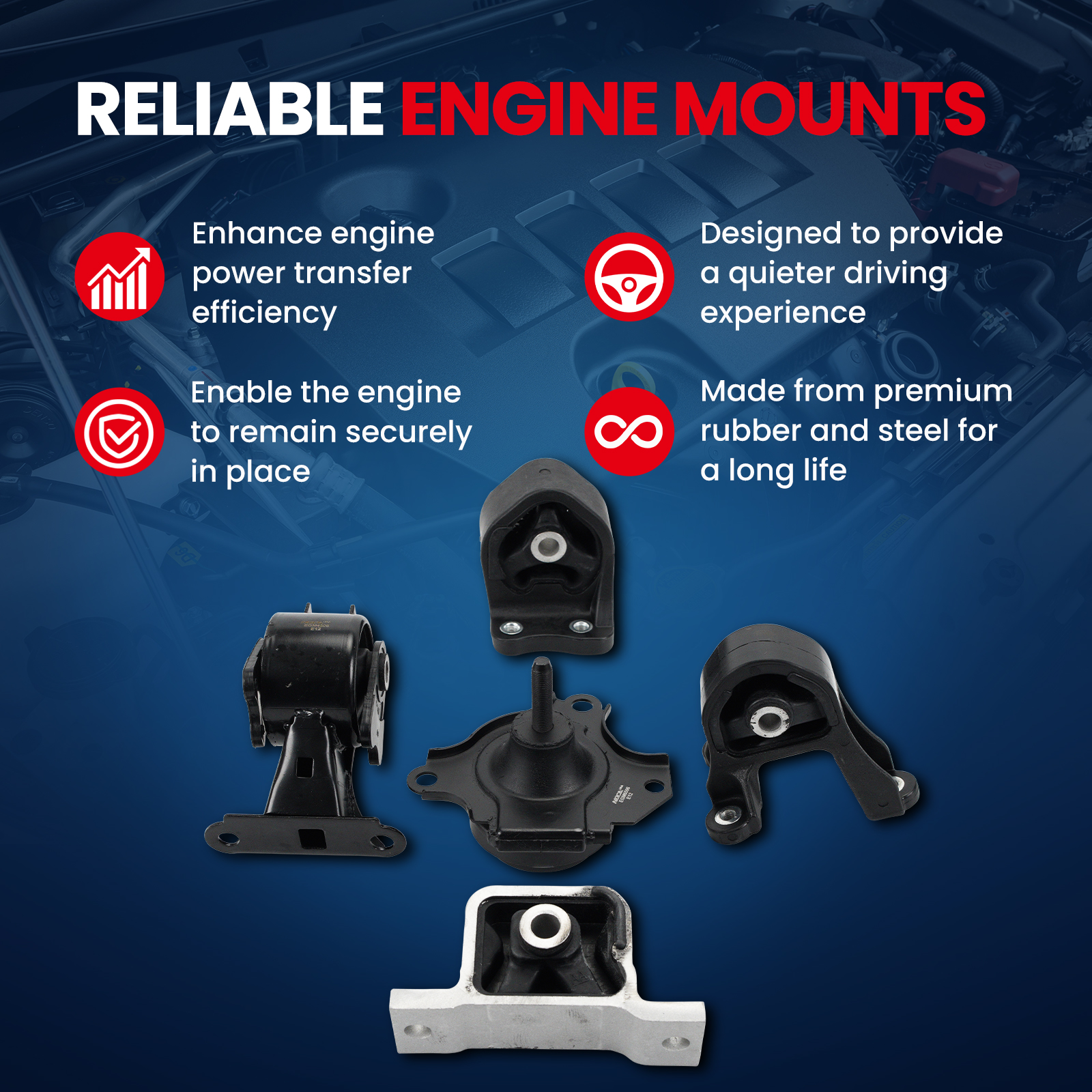 MOCA AUTOPARTS Engine Motor and Transmission Mount Kit Fit for 2002-2006 Honda CR-V 2.4L Automatic
