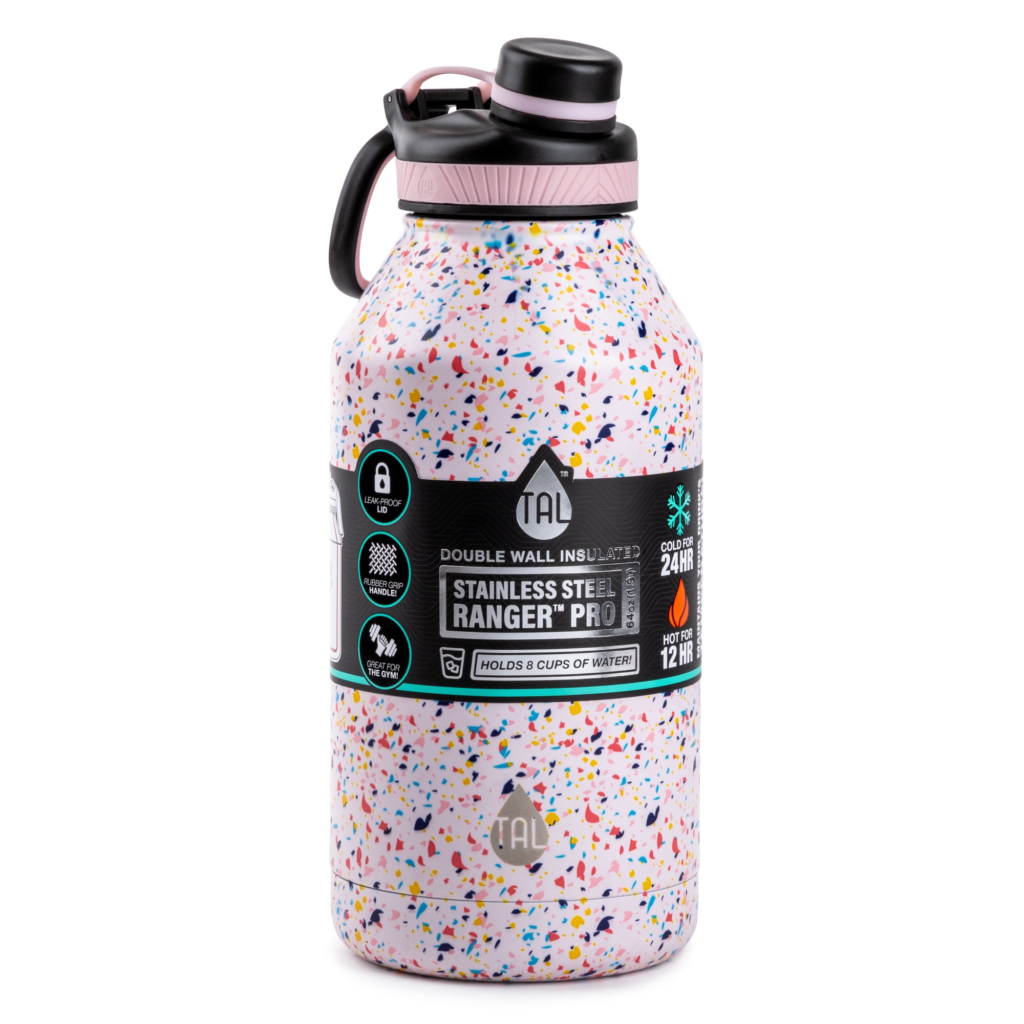  MUHU TAL Ranger 64 oz Black Solid Print Stainless Steel Water  Bottle with Wide Mouth Lid (Coral) : Sports & Outdoors