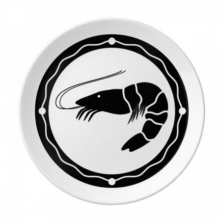 

Black Marine Life Shrimp Illustration Plate Decorative Porcelain Salver Tableware Dinner Dish
