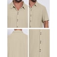 thumbnail image 7 of DARING DIVA Men's Texture Short Sleeve Button Down Casual Knitted Shirt S Khaki, 7 of 7