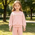 thumbnail image 5 of NIEWTR Baby Fall Winter Clothes Kids Long Sleeve Set 2PCs Crewneck Tee + Elastic Long Pants Breathable Pajamas Gift Set for 0-18 Months Toddler Outfits(A-Pink,4-5 Years), 5 of 6