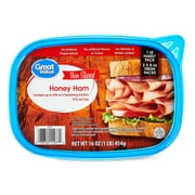 Great Value Thin Sliced Honey Ham Lunchmeat Family Pack, 16 oz Plastic Tub, 10G of Protein per 2oz Serving