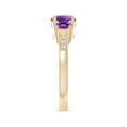 thumbnail image 3 of ANGARA Natural Three Stone Round 1.15 ct Amethyst Ring with Diamond Accents in 14K Yellow Gold for Women (Size-7mm) | February Birthstone, Anniversary, Jewelry Gift for Women | Natural Amethyst Ring, 3 of 9