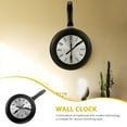 thumbnail image 6 of AURARMLET 1Set Kitchen Theme Black Metal Hanging Clock Round Frying Pan Wall Clock Silent Sweep, 6 of 8