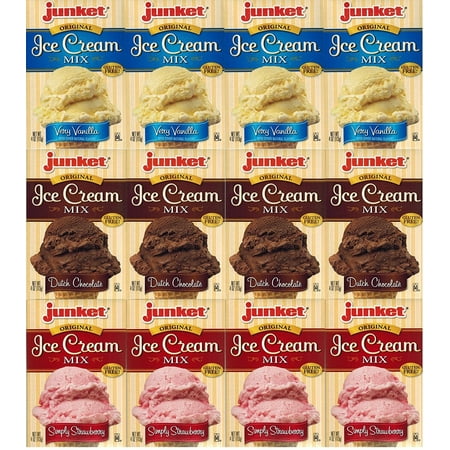 Chocolate Ice Cream Cone Junket Ice Cream Mix Dessert - 4 Vanilla, 4 Chocolate, 4 Strawberry (Variety Bundle of 12) ()
