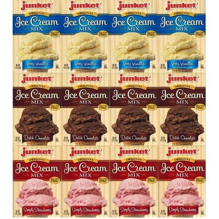 Junket Ice Cream Mix Dessert - 4 Vanilla, 4 Chocolate, 4 Strawberry (Variety Bundle of