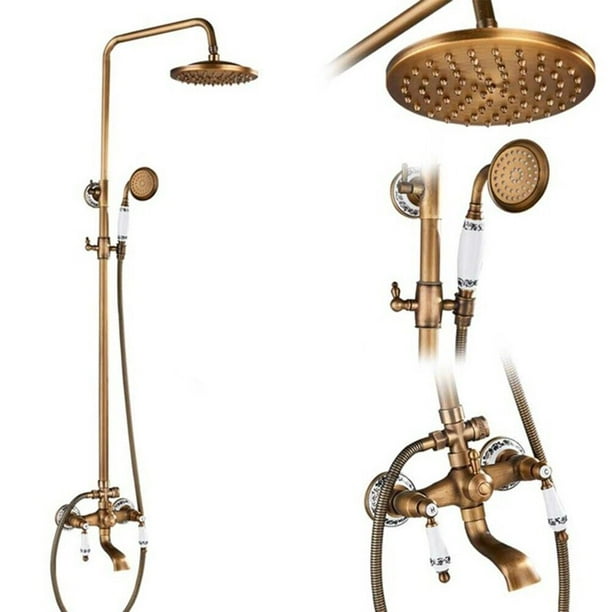 Zovajonia Shower Fixture Antique Brass 8"Rainfall Shower Faucet System