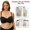 thumbnail image 5 of Strapless Bras for Women Plus Size Minimizer Bra Underwire Bra Comfort Non-Slip Silicone Unpadded Bandeau Bra Black 34DD, 5 of 5