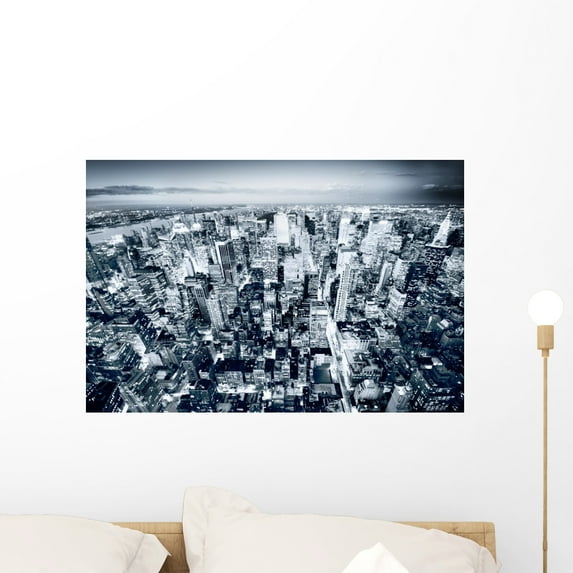 New York Skyline Wall Mural by Wallmonkeys Peel and Stick Graphic (24 in W x 16 in H) WM245054