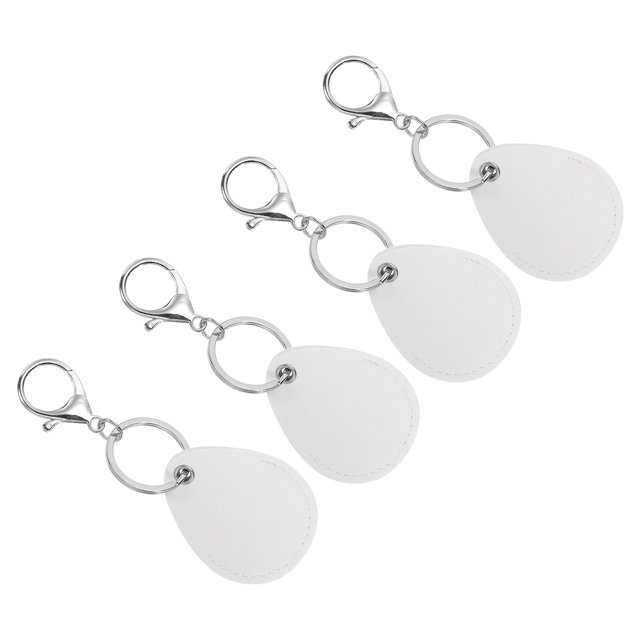 Unique Bargains Leather Key Fob, 4 Pack PU Leather Key Fobs Key Chain Holder for ID Key Cards, White