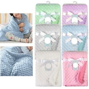 BULLPIANO Actoyo 30" x 40" Unisex Newborn Baby Minky Dot Velvet Blankets Winter Bedding Infants Swaddle Wraps for Stroller and Quilt - Blue