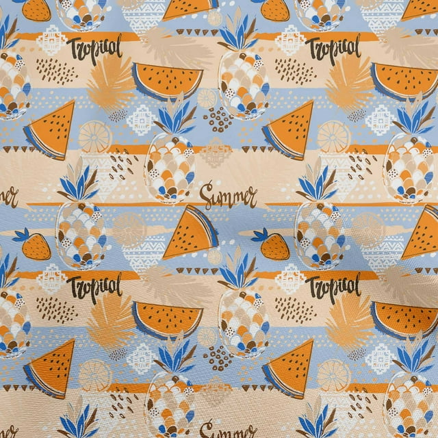 oneOone Polyester Lycra Dusty Blue Fabric Tropical Craft Projects Decor Fabric Printed By The Yard 56 Inch Wide