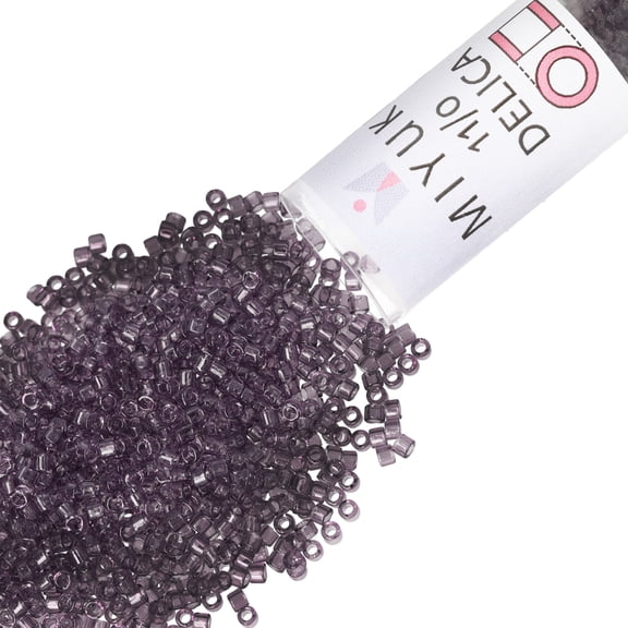 Miyuki Delica Seed Beads – Size 11/0 (1.6 mm), DB1105, Transparent Light Amethyst, 7.2 g, Approx. 1440 Beads