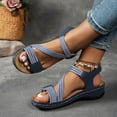 thumbnail image 3 of Women's Sandals Comfy Arch Support Orthopedic Walking Shoes Hook and Loop Open Toe Strappy Slingback Beach Shoes Blue Size 5.5, 3 of 6