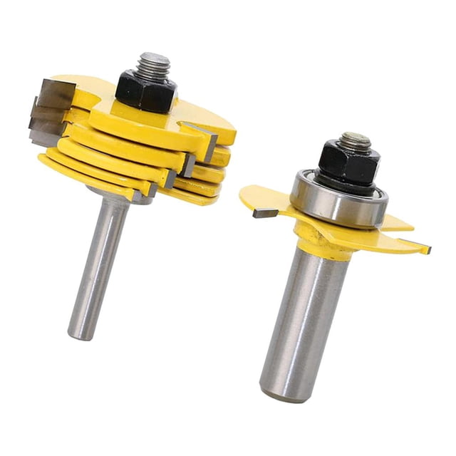 Broca Para En De Ranura De 6x s (1/16 A 1/4 Pulgada) Y 2x Vástago 1/2 Y 1/4 Pulgada Brocas Para Carpintería Baoblaze Broca de enrutador de ala ajustable