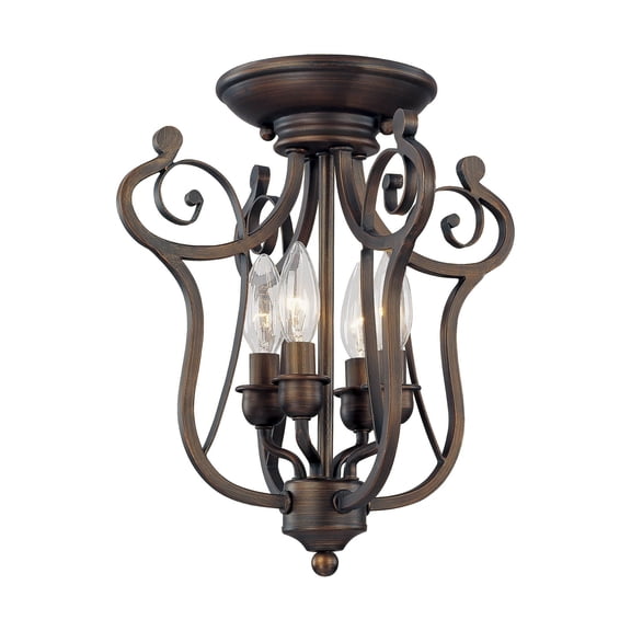 Millennium Lighting 14" 4-light Metal Semi-Flush Ceiling Light in Rubbed Bronze