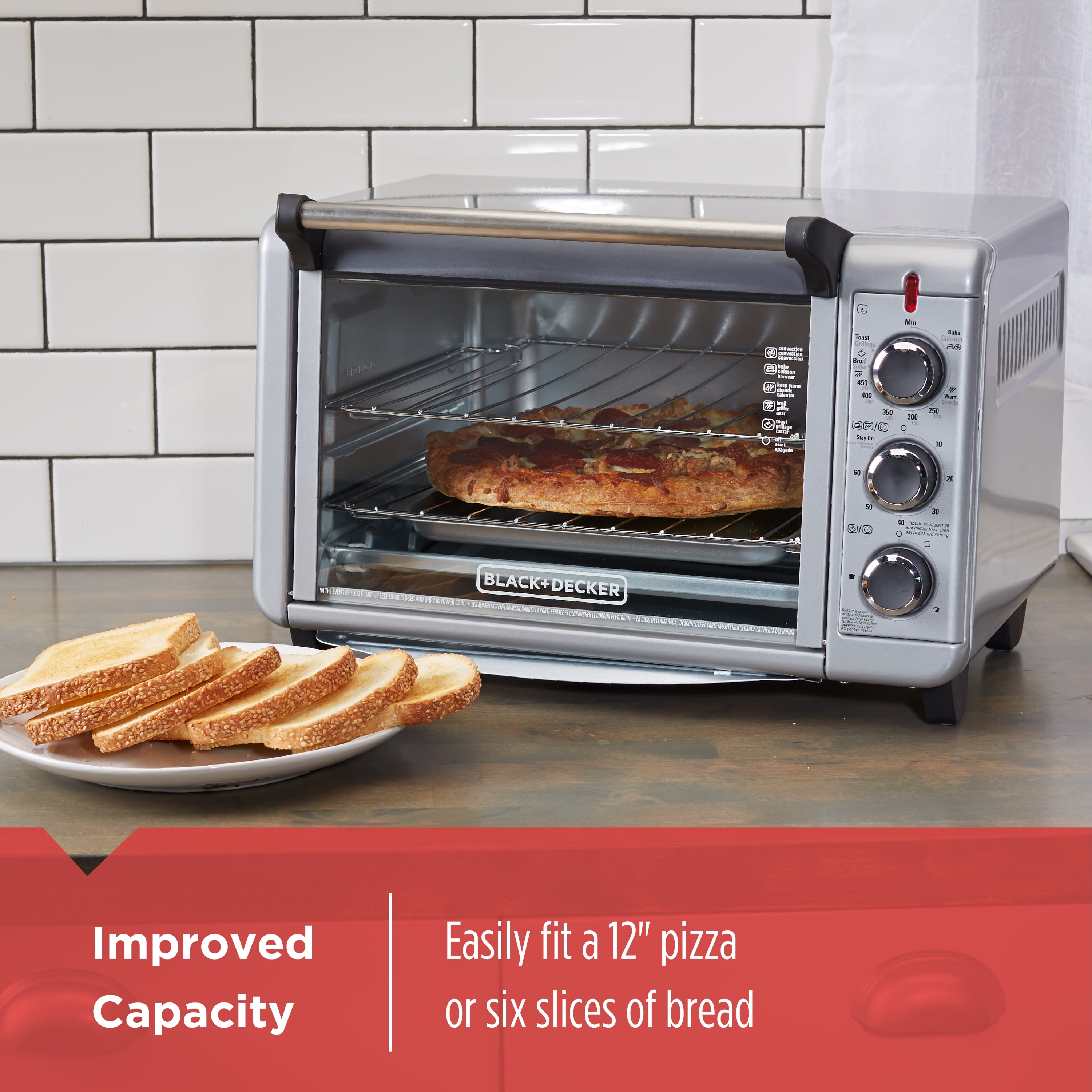 BLACK+DECKER TO3000G 6-Slice 1500W Convection Toaster Oven - Silver for  sale online