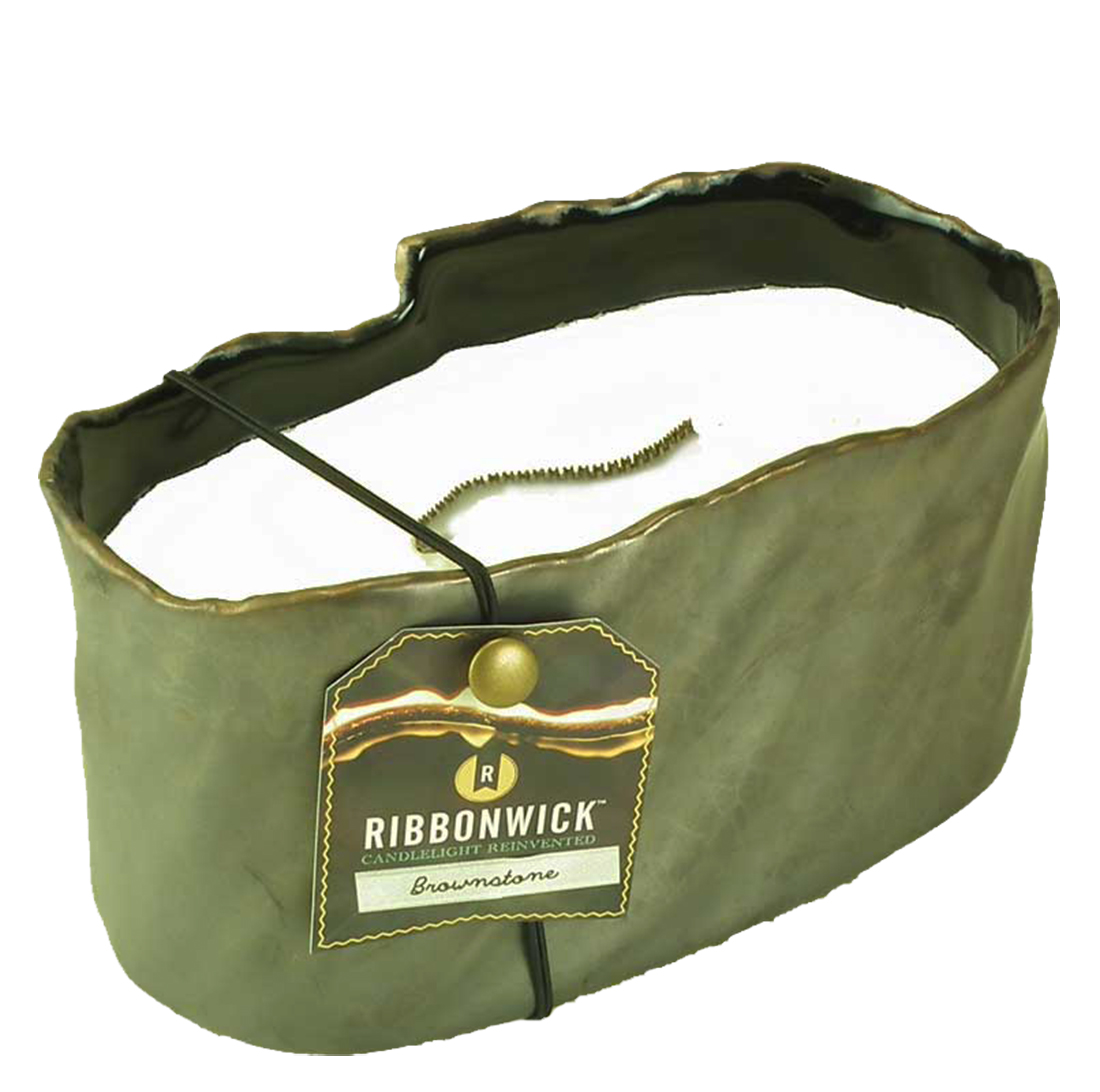 WoodWick Ribbonwick Brownstone Elliptical Candle, Brownstone, Medium 20