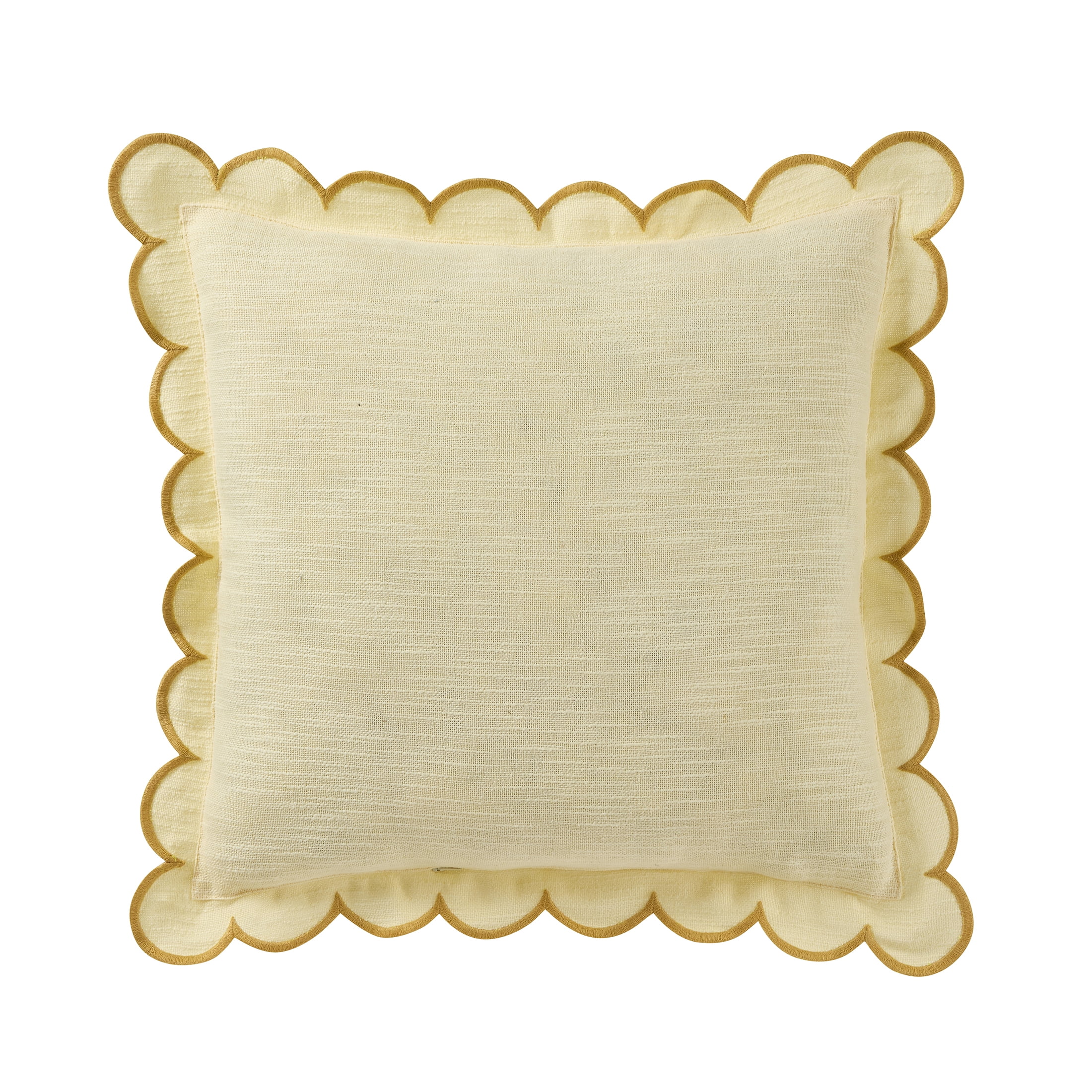 Home Decor Collection 19" x 19" Yellow Scallop Flange Cotton-Rich Decorate Pillow