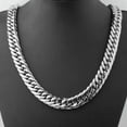 thumbnail image 2 of QQTDFG HEAVY 20mm Silver Cut Curb Cuban Link Chain 316L Stainless Steel Men's Necklace-Silver-11mm-24 inch, 2 of 2