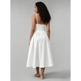 thumbnail image 6 of White Womens Spaghetti Strap Sweetheart Neckline Cinched Waist A-Line Midi Dress, 6 of 8